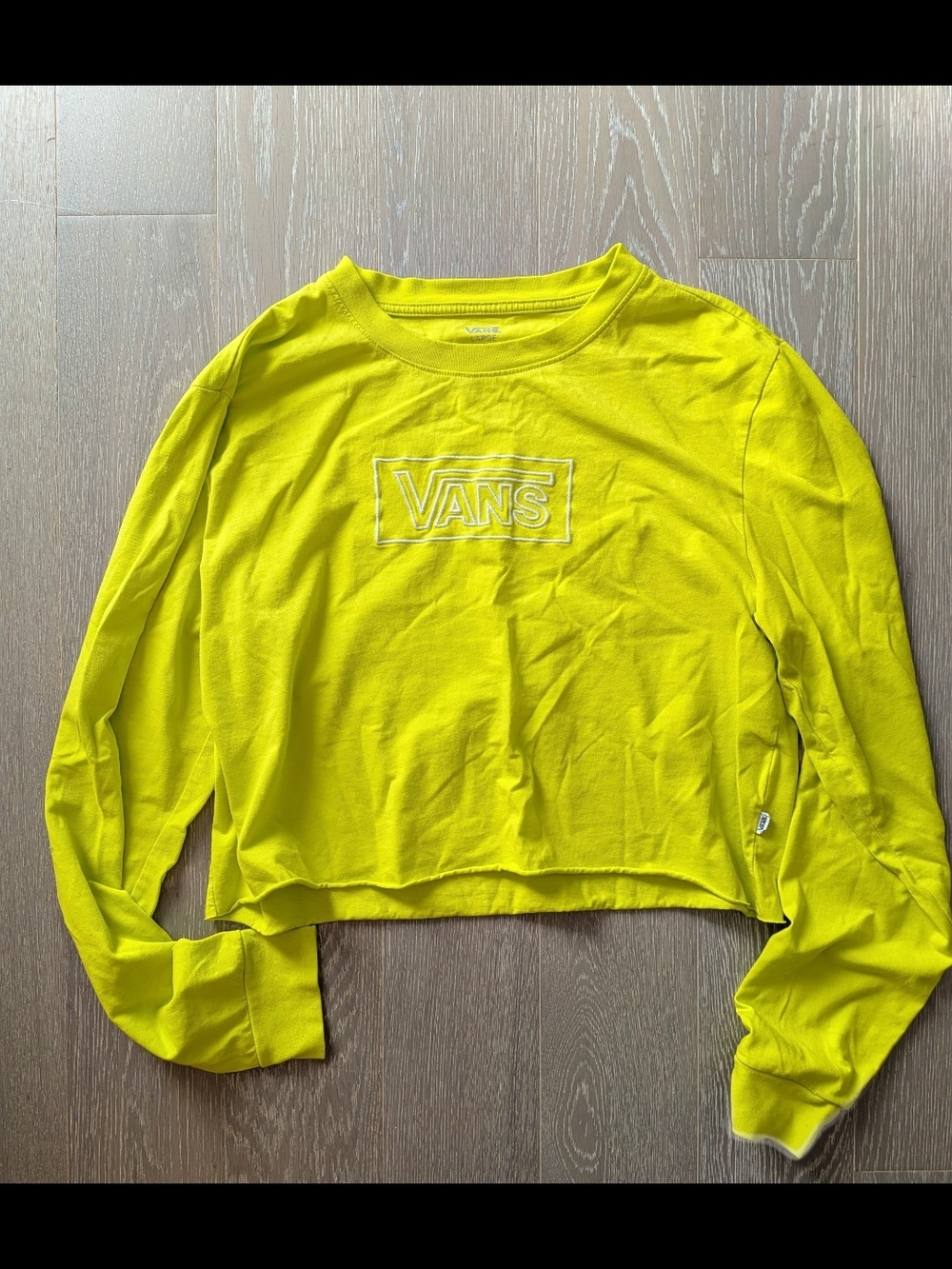 Vans Women’s Neon Yellow Cropped Crewneck Sweater